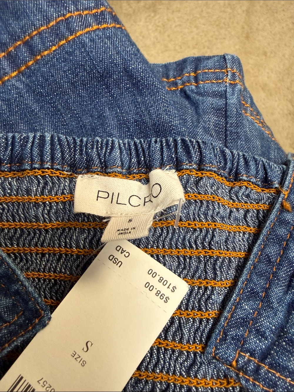 Anthropologie Blue Denim Embroidered Peplum Camisole - Picture 4 of 5
